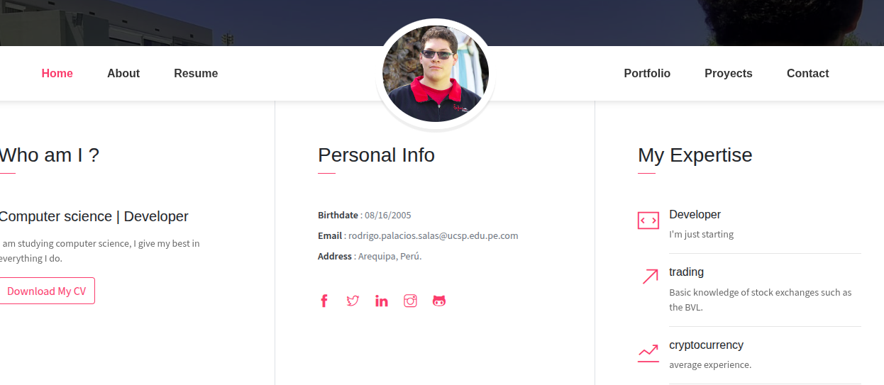 Previsualización de la página de Rodrigo Palacios